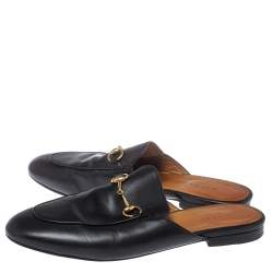 مملوكة مسبقًا حذاء سلايد غوتشي برينس تاون هورسبيت جلد أسود مقاس 38.5