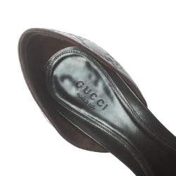 Pre Owned Gucci Brown Guccissima Leather Horsebit D'orsay Peep Toe Pumps Size 38.5