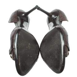 Pre Owned Gucci Brown Guccissima Leather Horsebit D'orsay Peep Toe Pumps Size 38.5