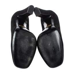 مملوكة مسبقًا Gucci Black Suede Alma Classic Loafer Pumps Size 38.5