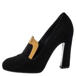 مملوكة مسبقًا Gucci Black Suede Alma Classic Loafer Pumps Size 38.5