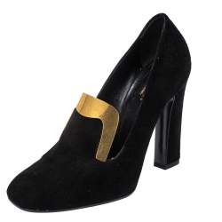 مملوكة مسبقًا Gucci Black Suede Alma Classic Loafer Pumps Size 38.5