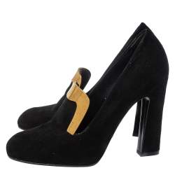 مملوكة مسبقًا Gucci Black Suede Alma Classic Loafer Pumps Size 38.5