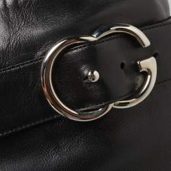 Pre Owned حذاء بوت فوق الركبة غوتشى جى مزدوج ساشلين جلد أسود مقاس 40