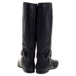 مملوكة مسبقًا Gucci Black Leather Sachalin Interlocking Double G Riding Boots Size 40  