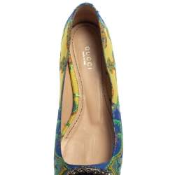 Pre Owned Gucci  Multicolor Brocade Fabric Dionysus Ballet Flats Size 37.5