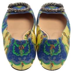 Pre Owned Gucci  Multicolor Brocade Fabric Dionysus Ballet Flats Size 37.5