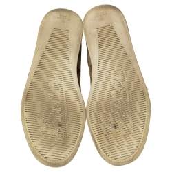 Pre Owned حذاء رياضى غوتشى مرتفع من أعلى جلد وكانفاس جى جى بيج مقاس 36.5 