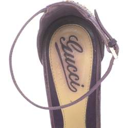 مملوكة مسبقًا صندل غوتشى سيور كاحل زخرفة سويدى بنفسجى مقاس 37