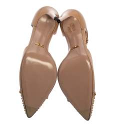 Pre Owned Gucci Beige Leather Coline Studded T Strap Pumps Size 41