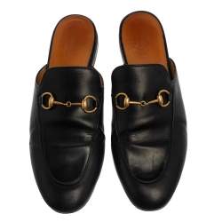 مملوكة مسبقًا Gucci Black Leather Princetown Sandals Size 38