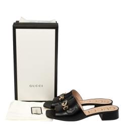 Pre Owned صندل غوتشى سلايد زومى جلد أسود مقاس 40.5