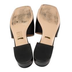 Pre Owned صندل غوتشى سلايد زومى جلد أسود مقاس 40.5