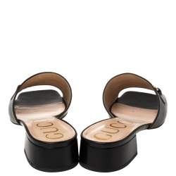 Pre Owned صندل غوتشى سلايد زومى جلد أسود مقاس 40.5