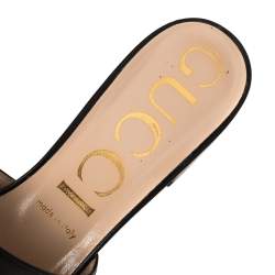 Pre Owned صندل غوتشى سلايد زومى جلد أسود مقاس 40.5