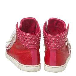 Pre Owned Gucci Two Tone Studded GG Leather Dapper Dan High Top Sneakers Size 39.5