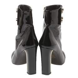 Pre Owned Gucci Black Patent Leather Vernice Ankle Boots Size 36.5