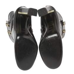 Pre Owned Gucci Black Patent Leather Vernice Ankle Boots Size 36.5