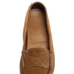 مملوكة مسبقًا Gucci Beige Suede And Guccissima Leather Slip On Loafers Size 37