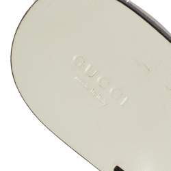 Pre Owned Gucci White Canvas GG Web Thong Slide Sandals Size 38.5