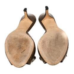 مملوكة مسبقًا صندل سلايد غوتشي مزين هورسبيت جلد غوتشيسيما بني مقاس 37.5