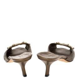 مملوكة مسبقًا صندل سلايد غوتشي مزين هورسبيت جلد غوتشيسيما بني مقاس 37.5