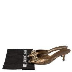 مملوكة مسبقًا صندل سلايد غوتشي مزين هورسبيت جلد غوتشيسيما بني مقاس 37.5