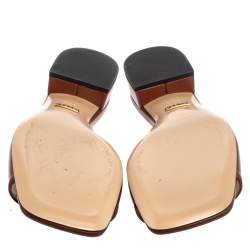 مملوكة مسبقًا Gucci Brown Leather Zumi Slide Sandal Size 37.5