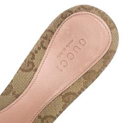 مملوكة مسبقًا حذاء غوتشي نيو هوليوود حلية هورسبت كانفاس جي جي بيج و وردي مقاس 35.5