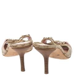 مملوكة مسبقًا حذاء غوتشي نيو هوليوود حلية هورسبت كانفاس جي جي بيج و وردي مقاس 35.5