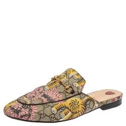 مملوكة مسبقًا Gucci Multicolor Canvas Princeton Horsebit Mules Sandals  Size 41