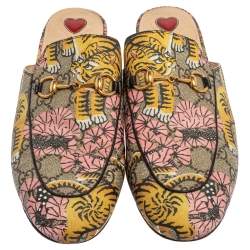 مملوكة مسبقًا Gucci Multicolor Canvas Princeton Horsebit Mules Sandals  Size 41