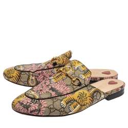 مملوكة مسبقًا Gucci Multicolor Canvas Princeton Horsebit Mules Sandals  Size 41
