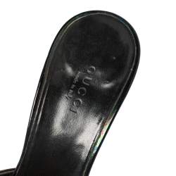 Pre Owned Gucci Iridescent Patent Leather Horsebit Slides Size 38