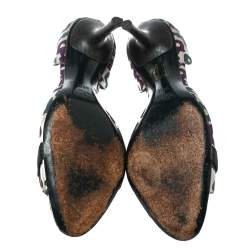 Pre Owned صندل غوتشي دورسي هورسبي ساتان ثلاثي اللون نمط مطبوع مقاس 36