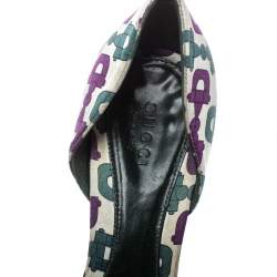 Pre Owned صندل غوتشي دورسي هورسبي ساتان ثلاثي اللون نمط مطبوع مقاس 36