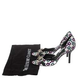 Pre Owned صندل غوتشي دورسي هورسبي ساتان ثلاثي اللون نمط مطبوع مقاس 36