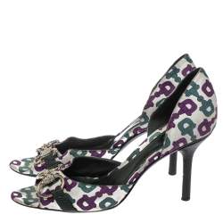 Pre Owned صندل غوتشي دورسي هورسبي ساتان ثلاثي اللون نمط مطبوع مقاس 36