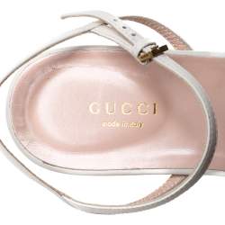 Pre Owned Gucci White Leather GG Marmont Flat Sandals Size 39