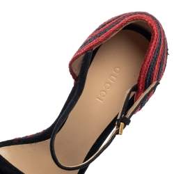 Pre Owned صندل غوتشى كعب روكى إسبادريل جوت وسويدى أحمر / أزرق مقاس 37