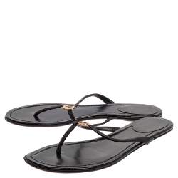 Pre Owned صندل غوتشى بإصبع جى جى متشابكين جلد أسود مقاس 38