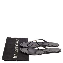 Pre Owned صندل غوتشى بإصبع جى جى متشابكين جلد أسود مقاس 38