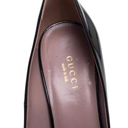 Pre Owned Gucci Black Patent Leather Horsebit Pumps Size 36