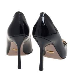 Pre Owned Gucci Black Patent Leather Horsebit Pumps Size 36