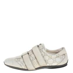Gucci Off White Guccissima Leather Velcro Sneakers Size 38