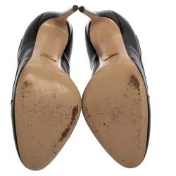 مملوكة مسبقًا حذاء كعب عالى غوتشى كعب مرتفع ثعبان يوكو جلد أسود مقاس 38