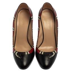 مملوكة مسبقًا حذاء كعب عالى غوتشى كعب مرتفع ثعبان يوكو جلد أسود مقاس 38