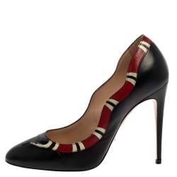 مملوكة مسبقًا حذاء كعب عالى غوتشى كعب مرتفع ثعبان يوكو جلد أسود مقاس 38