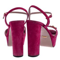 Pre Owned Gucci Pink Suede Claudie Horsebit Sandals Size 41