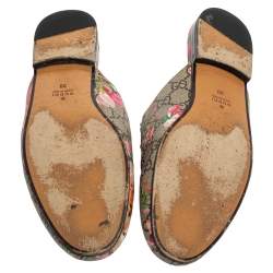 Pre Owned Gucci Multicolor Floral Canvas Princetown Horsebit Flat Mules Size 39